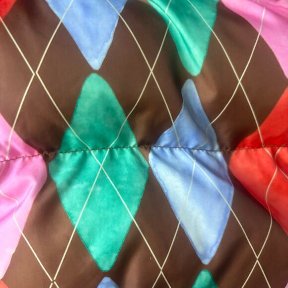 Rachel Antonoff Toni Belted Argyle Watercolor Puffer Size Small - Picture 11 of 12